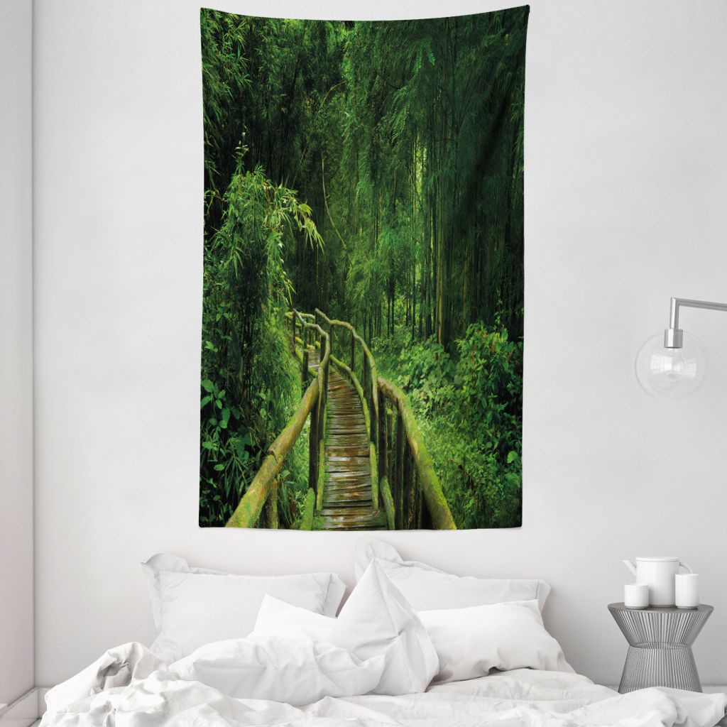 ABAKUHAUS Urwald Wandteppich und Tagesdecke, Tropical Thailand Wald aus Weiches Mikrofaser Stoff Waschbar ohne Verblassen Digitaldruck, 140 x 230 c...