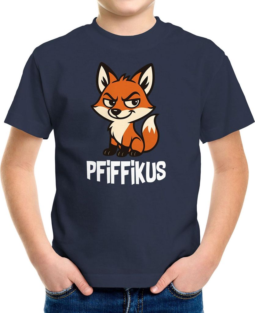 Kinder T-Shirt Jungen Pfiffikus Witziges Fuchs Tiermotiv Comic Shirt für Jungen Mädchen Geschenkidee Kinder Moonworks