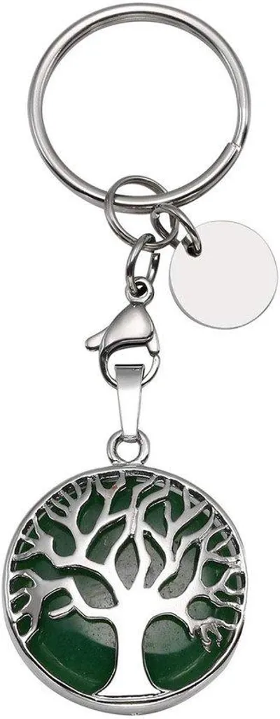 Porte-clés anti-stress Arbre de vie en aventurine verte naturelle