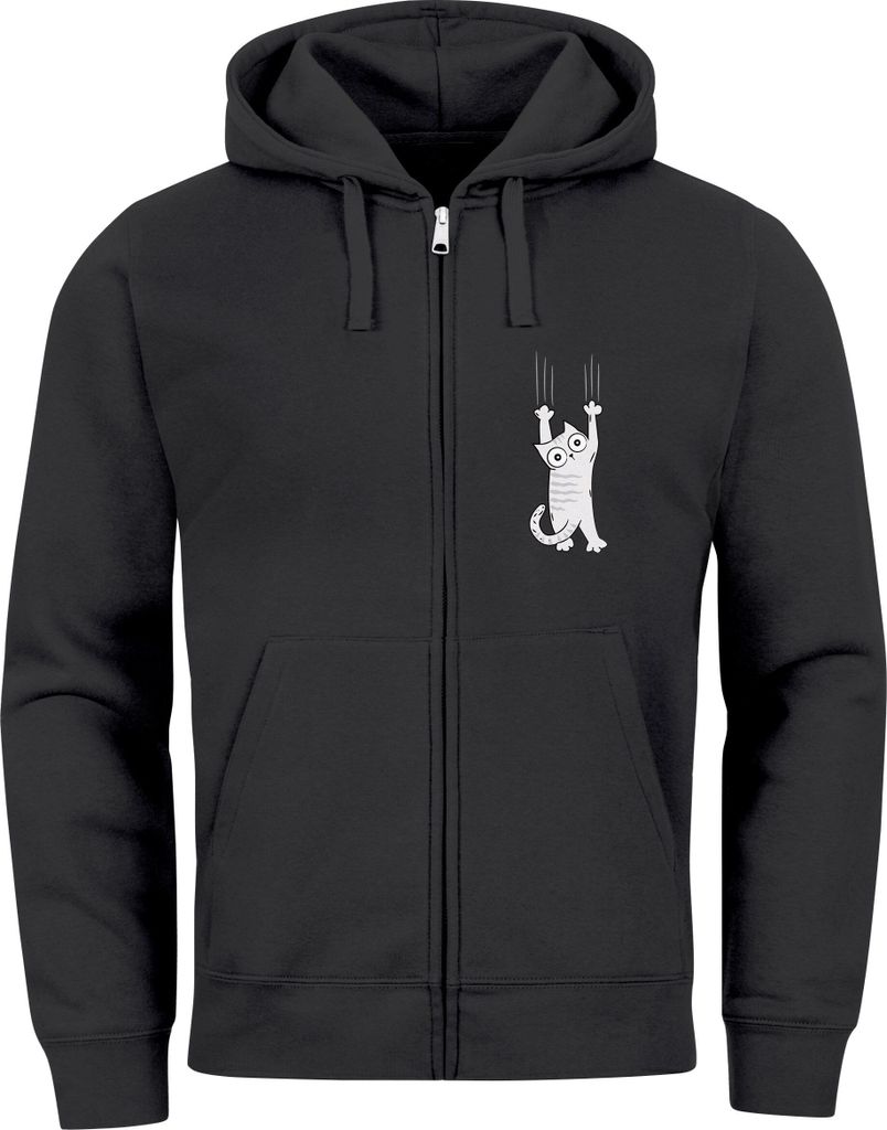 Zip Hoodie Herren Sweatjacke mit Kapuze Print Aufdruck Motiv Zipjacke Männer Fashion Streetstyle Neverless schwarz M