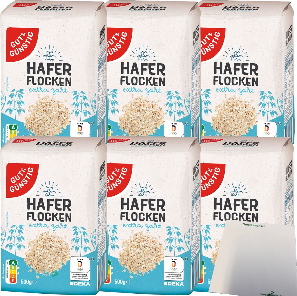 Gut & Günstig Haferflocken extra zart 6er Pack (6x500g Produktbild 
