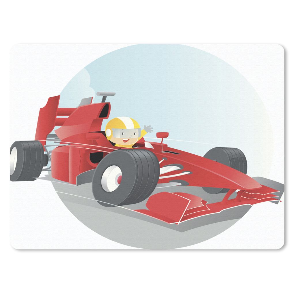 MuchoWow Mauspad Mousepad Eine Illustration eines kleinen Jungen, der ein Formel-1-Auto fährt 40x30 cm - Mousepads - Maus Mat - Pad - Mausunterl...