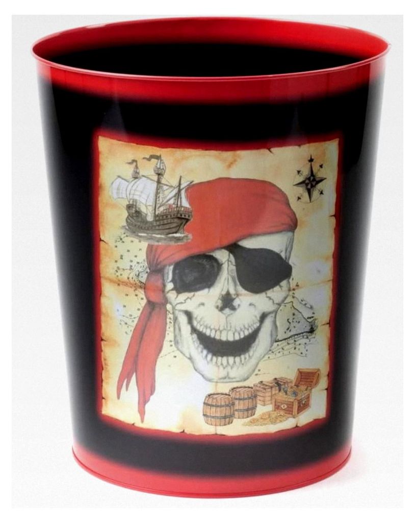Papierkorb - Pirat mit Totenkopf und Schatzkarte, 8 Liter, 26 cm, mehrfarbig, abwaschbar