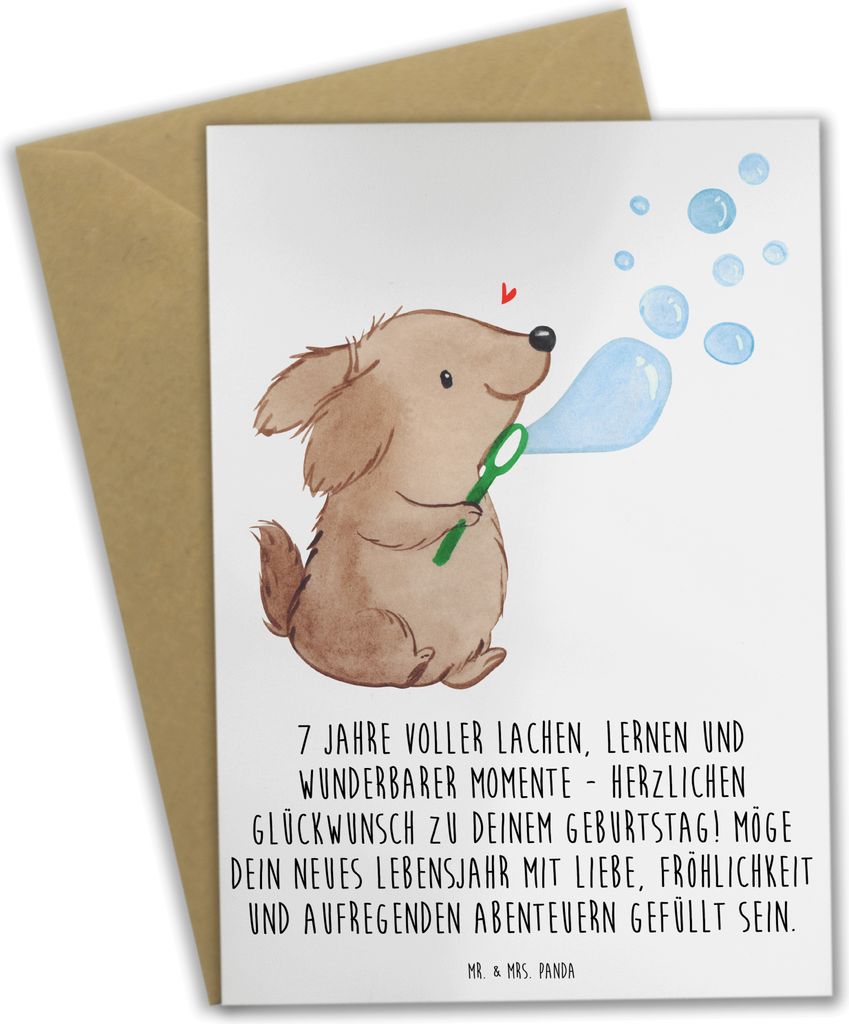 Mr. & Mrs. Panda Grußkarte 7. Geburtstag - Weiß - Geschenk, Kindergeburtstag, Lachen, osterkarte, siebte Geburtstagsparty, Alter, Happy Birthday,...