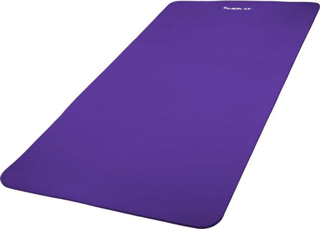 A purple yoga mat is shown on a white background.