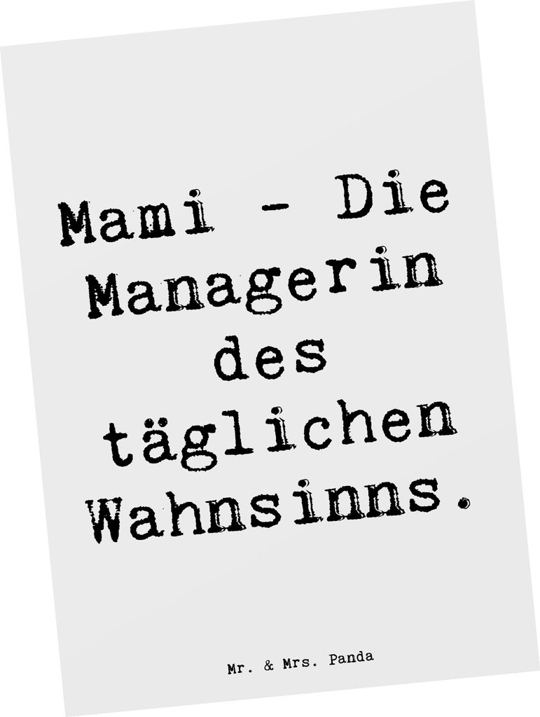 Mr. & Mrs. Panda Postkarte Spruch Mami Managerin - Weiß - Geschenk, Postkarten, Liebe, Alltag, Familie, Organisation, Ansichtskarten, Lächeln, An...