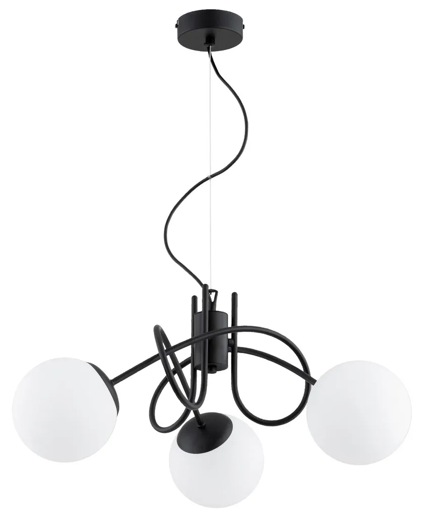 Lustre suspension design noir MIKA en métal avec 3 bras entrelacés
