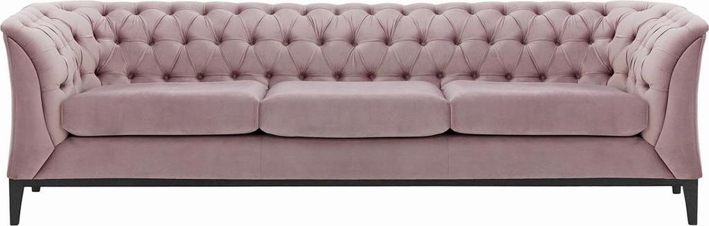 Dreisitzer-Sofa Chesterfield Modern Wood-Velluto 14-schwarz
