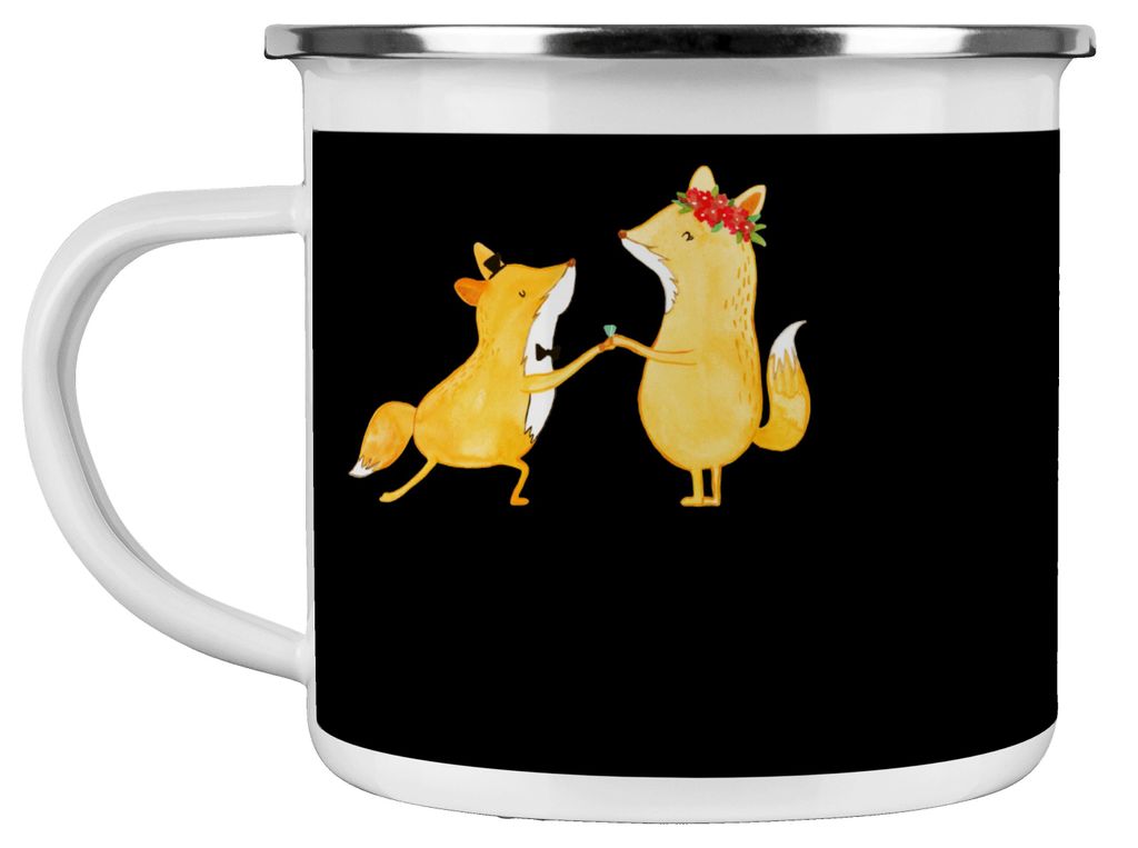 Mr. & Mrs. Panda Teetasse Heiratsantrag Abenteuer - Schwarz - Geschenk, Teebecher, Heiraten, Liebesspruch, liebevolle Gestaltung, Blechtasse, beche...