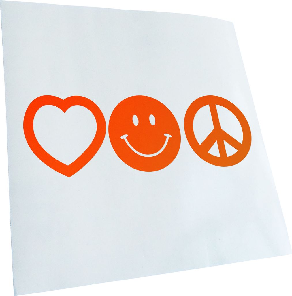 Kiwistar - Autoaufkleber - Love Happy Peace - Liebe Glück Frieden Heckscheibe - Aufkleber für Auto Kfz Fahrrad, LKW, Truck Mofa