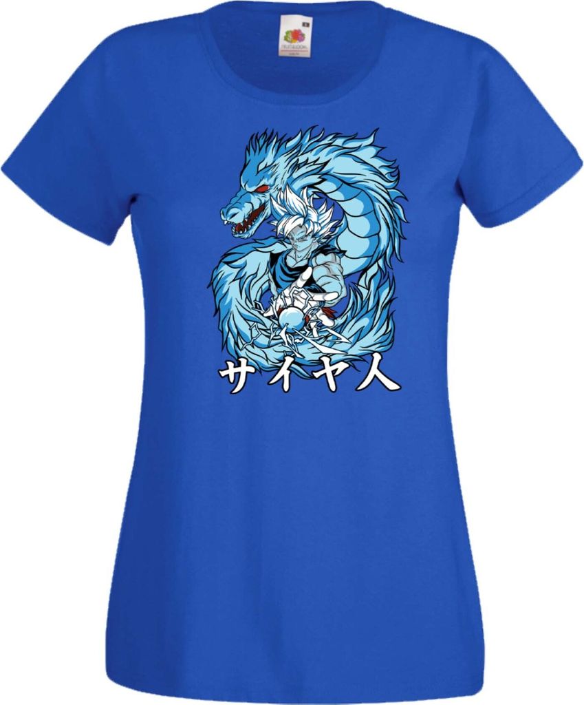 Damen T-Shirt Dragon Anime Manga Ball Z Goku Dragon Saiyan Var-003 Goku Dragon, Lady M / Blau