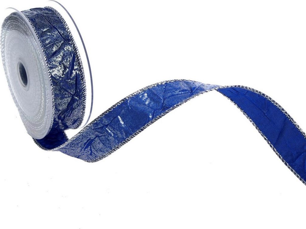 Dekoband Metallic-Crash - blau/silber - 25mm - 10m - 92225 71