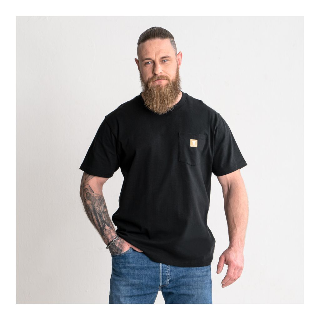 STIER Heavy Tee Pocket organic Baumwolle S Black