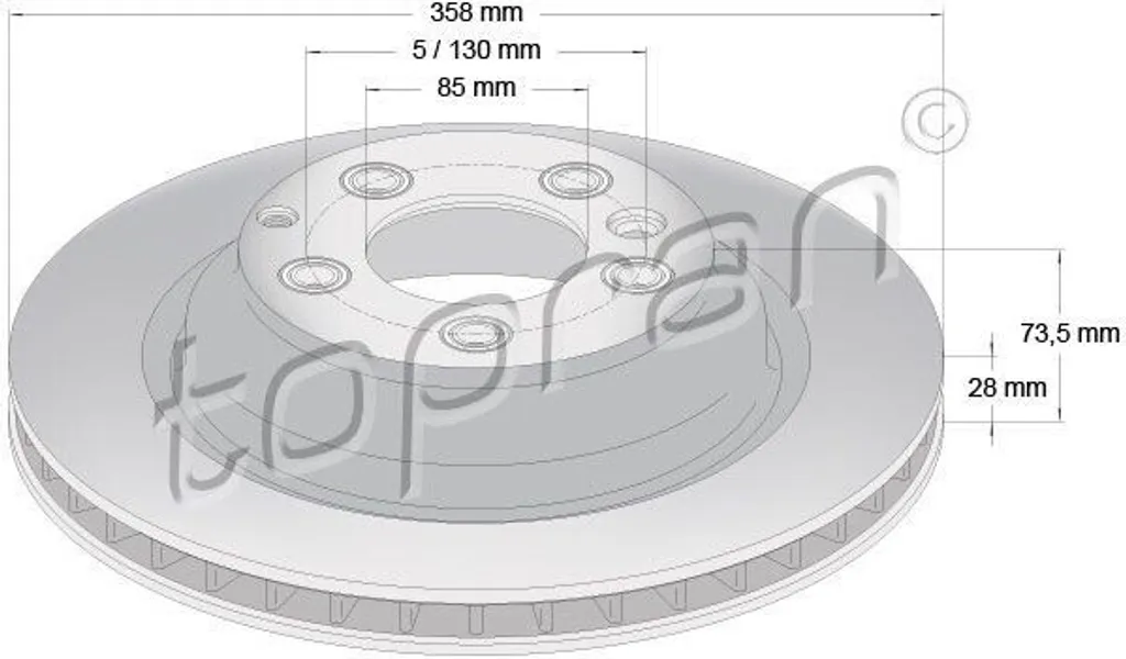 Disque de frein arrière TOPRAN 114 562 pour Q7 et Cayenne OE 7L8615601E