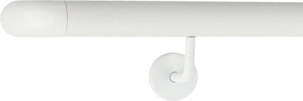 TIBU Handlauf Aluminium Weiß Geländer 30-600cm Wandhandlauf Treppe gewinkelte Edelstahlhalter, Länge 160 cm mit 2 Halter und Bogen zur Wand
