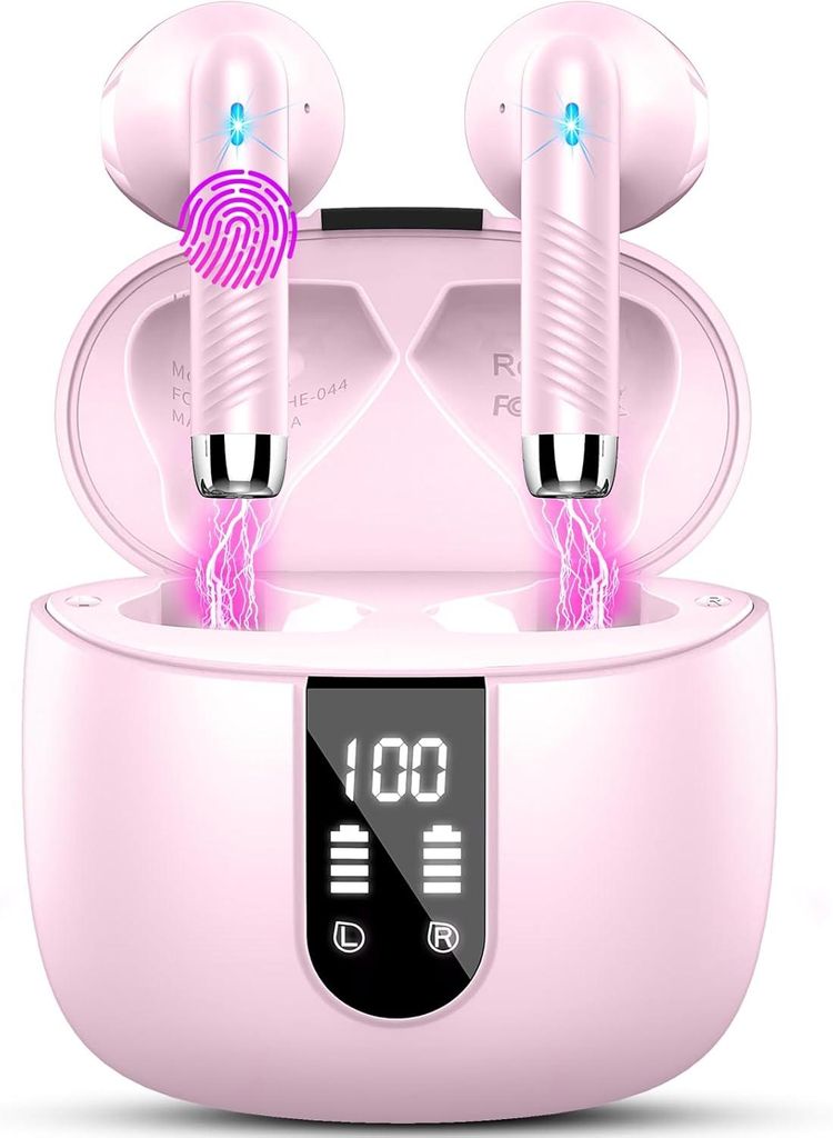 Bluetooth Kopfhörer In-Ear mit 4 Mikrofonen, ENC Noise Cancelling, 48h Akku, IP7 Wasserdicht, LED Display, Wireless Earbuds mit USB-C Schnellladung