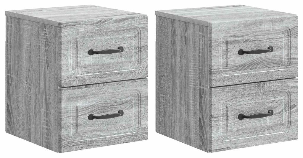 Wandmontierter Nachttisch 2 pcs Graues Sonoma 34,5 x 33 x 40 cm