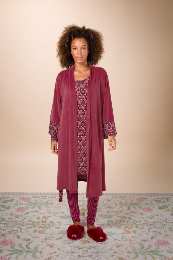 PIP STUDIO Damen Morgenmantel Naomi Kimono Velvet Solid Produktbild 3