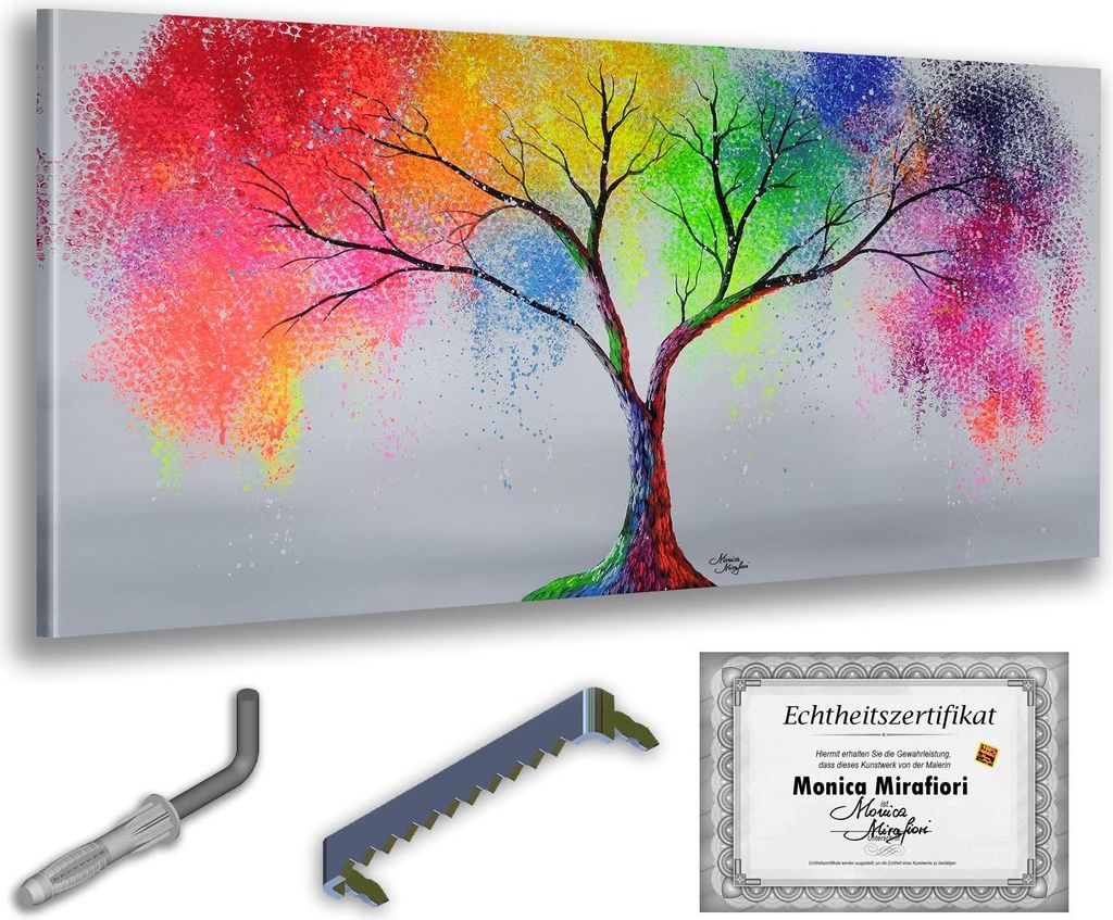 Monica Mirafiori I 100% HANDGEMALT I Gemälde "MultiColor Tree" 120x60cm | Gemälde Handgemalt | Acrylgemälde | Sehr Großes Acrylbild I Moderne K...