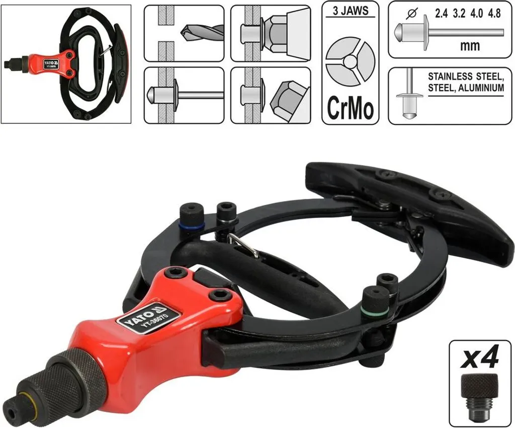 Pinza per Rivetti Ciechi Professionale | Struttura in Acciaio 270mm