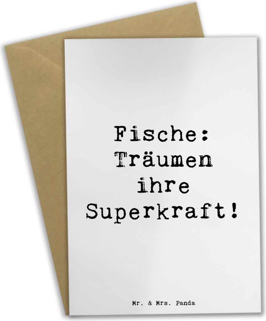 Mr. & Mrs. Panda babykarte Spruch Fische Kraft - Weiß - Geschenk, sensibel, Grußkarten, einfühlsam, Geschenke Sternzeichen, Meeresbewohner träu...