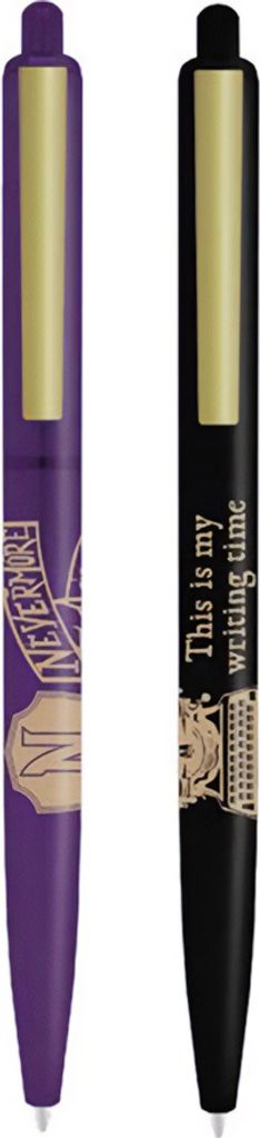Wednesday - Kugelschreiber-Set "Nevermore" 2er-Pack PM6685 (Einheitsgröße) (Violett/Schwarz/Gold)