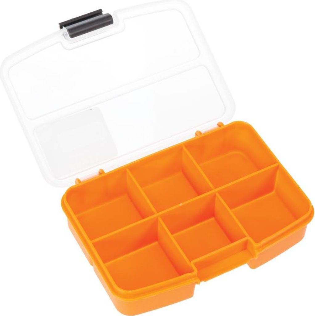 Perel Sortimentskasten, Kunststoff Aufbewahrungsbox, 6 feste Fächer, transparenter Deckel,