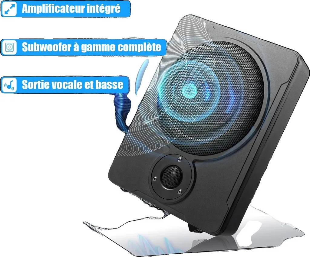 Caisson de basses sous siège 200W 8 pouces 30-100Hz pour sono voiture