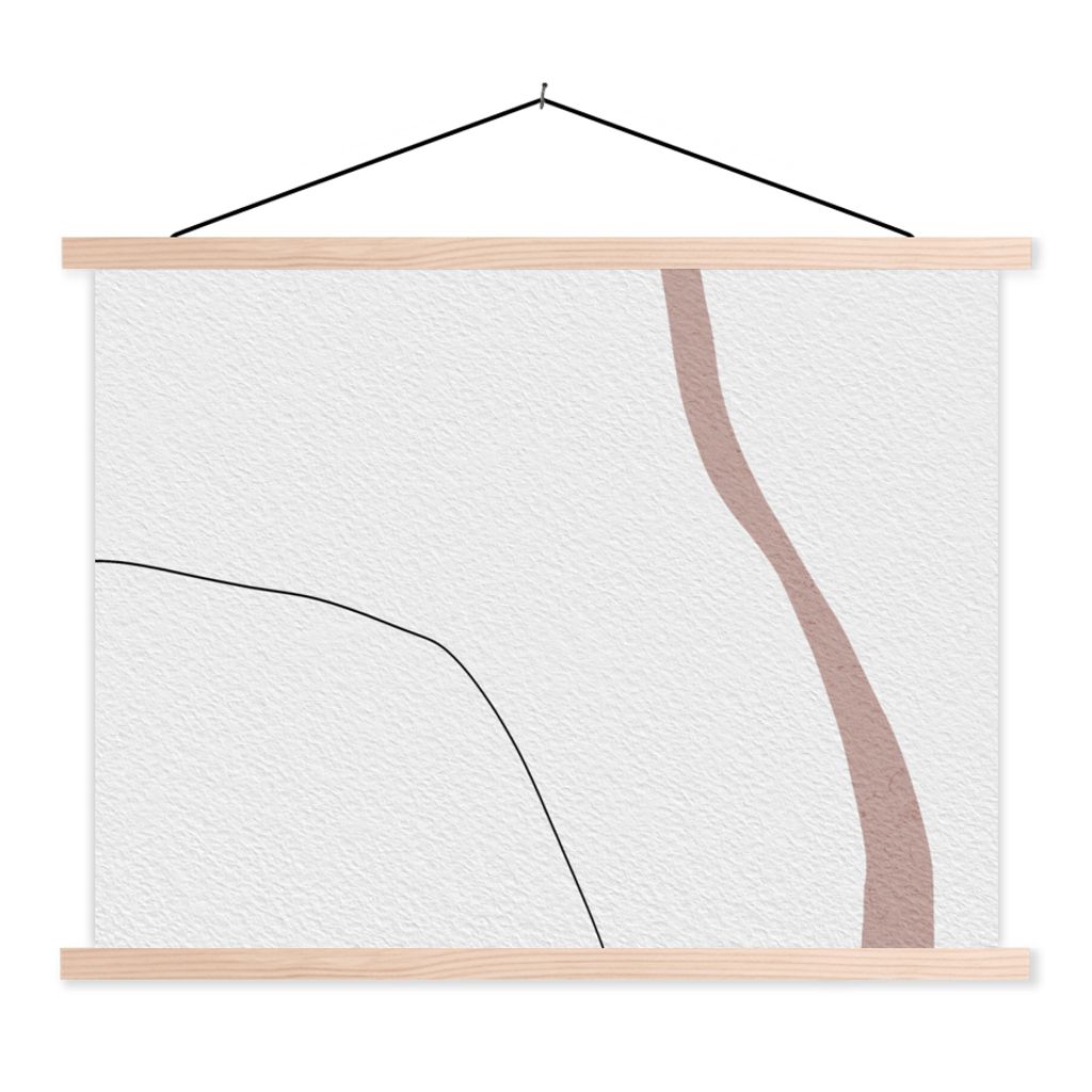 MuchoWow Textilposter Linie - Pastell - Gestaltung 40x30 cm mit holzfarbenen Rahmen - Bilder
