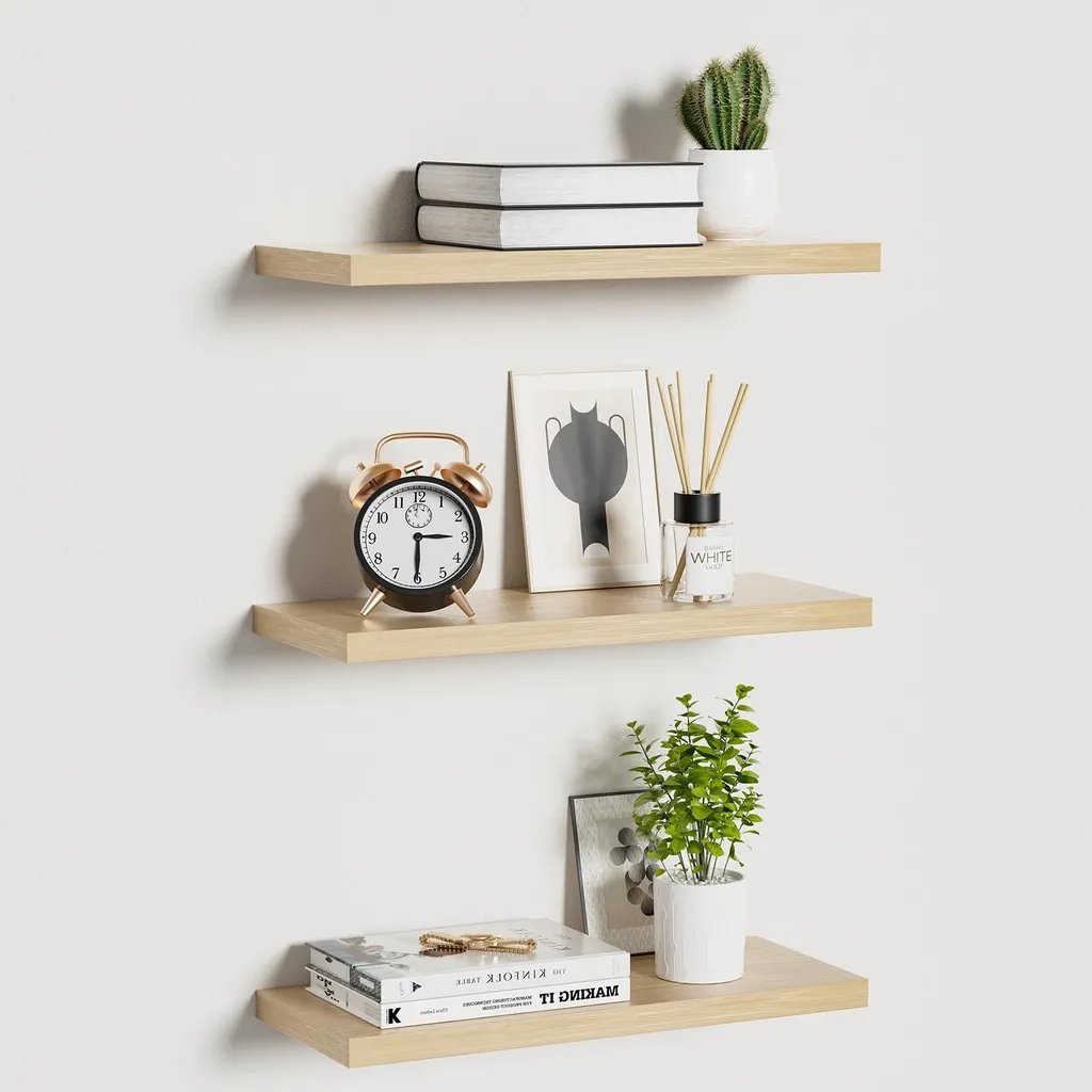 Étagère murale rustique bois de paulownia 40 cm pour cuisine et bureau