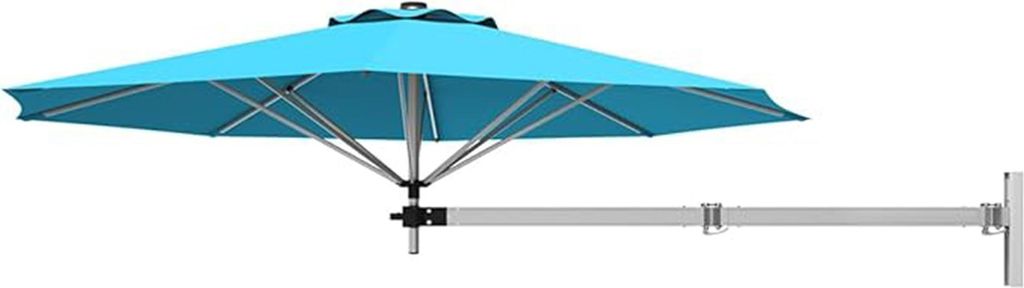φ2,4m Wand-Sonnenschirm, Terrassenschirm mit 8-Rippen-Struktur & verstellbarem Winkel, UV-beständig & Wasserabweisend, Sonnenschirm, Blau