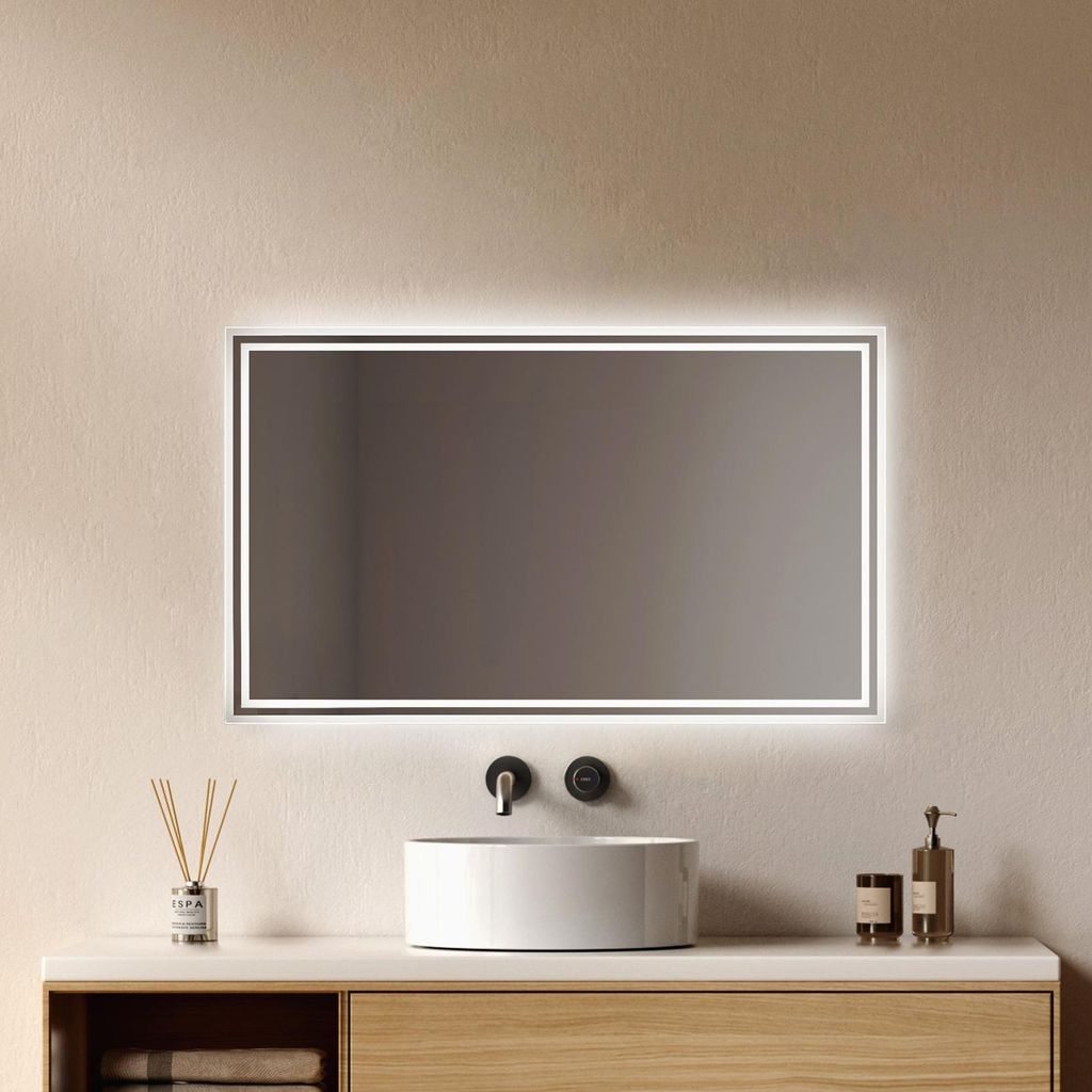 EMKE LED Badspiegel mit Beleuchtung 100X60 cm Antibeschlag, Produktbild 