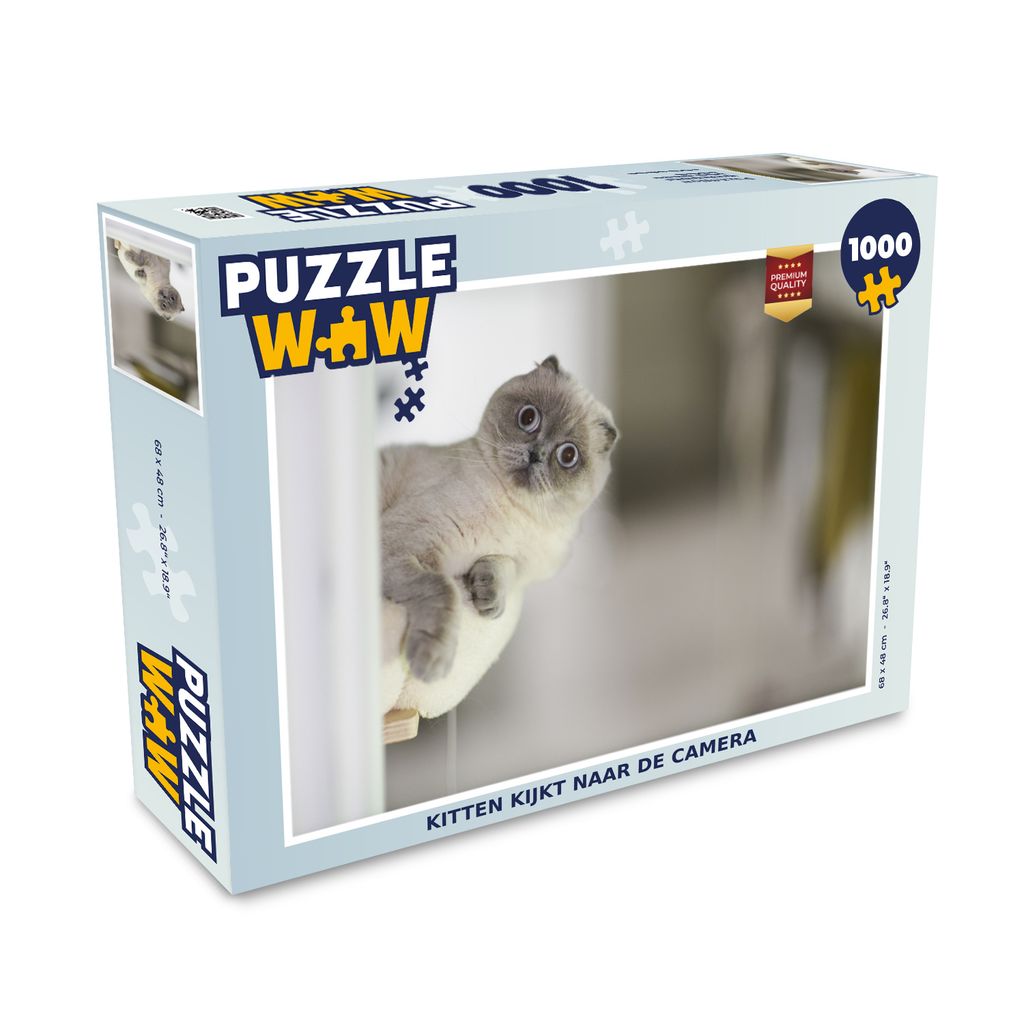 MuchoWow Puzzle 1000 Teile Katze - Tier - Wohnzimmer - Erwachsene - Rätsel
