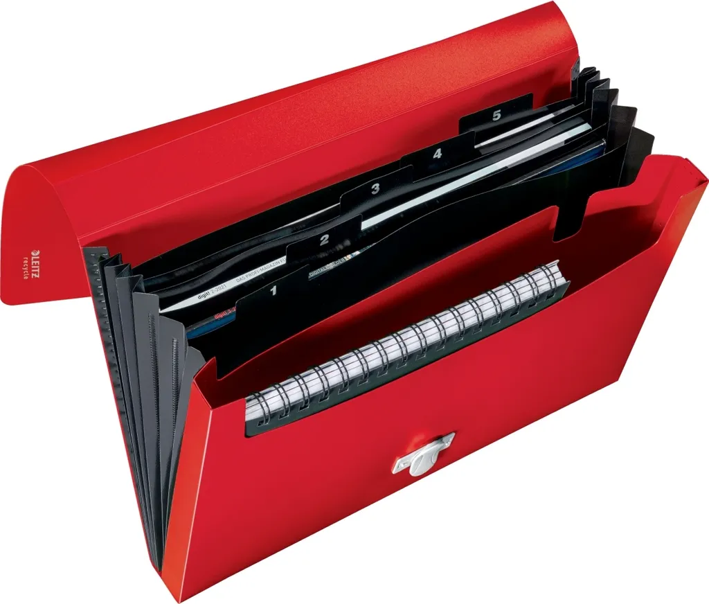 Trieur 5 compartiments Leitz Rouge A4 - Fardes Recycle x5 - 5