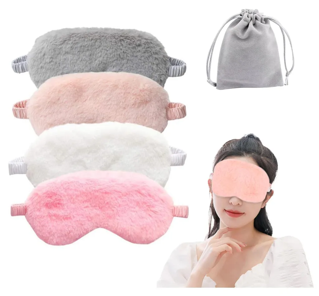 Lot de 4 masques de sommeil occultants avec bouchons et pochette luxe