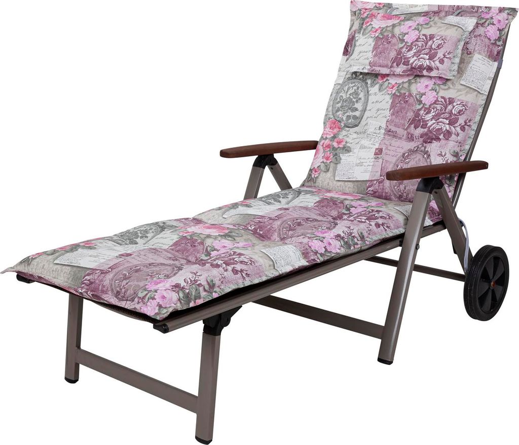 Auflage Rollliege Rom 0798 rosa-grau Blumen Landhaus Produktbild 