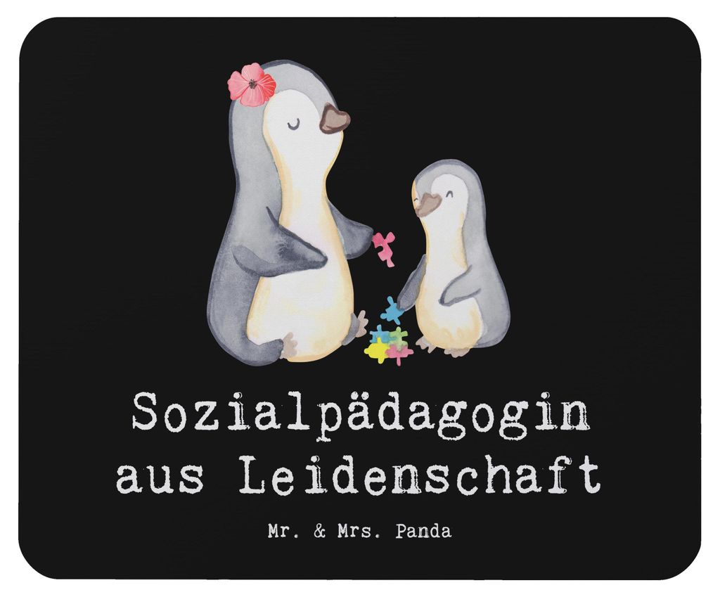 Mr. & Mrs. Panda Mauspad Sozialpädagogin Leidenschaft - Schwarz - Geschenk, laptop, mousematte, Mousepad, Mouse Pad