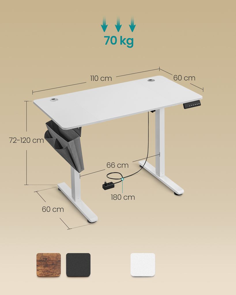 SONGMICS Výškově nastavitelný stůl elektrický 110 cm 4 Obrázek produktu 3
