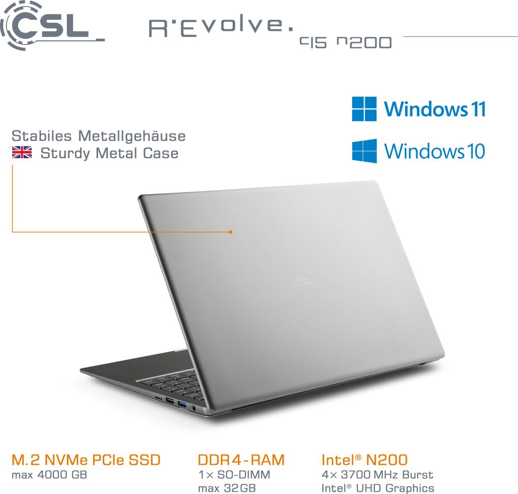 Notebook CSL R'Evolve C15 v3 / 32GB / 1000GB / Windows 11 Produktbild 5