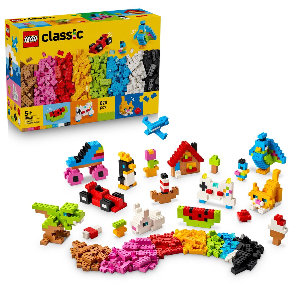 LEGO Classic Kreative Bunte Steine - Lernspielzeug zur Förderung der Feinmotorik - Tiere, Dinosaurierfiguren & Fahrzeuge inkl. Flugzeug & Auto - G...