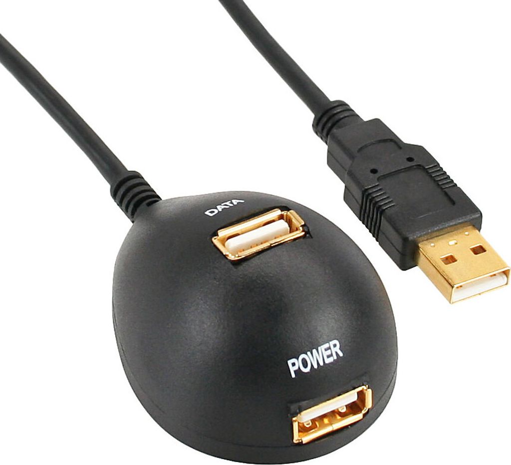 InLine USB 2.0 Verlängerung, ST / BU, Typ A, schwarz, mit Standfuss, 2m