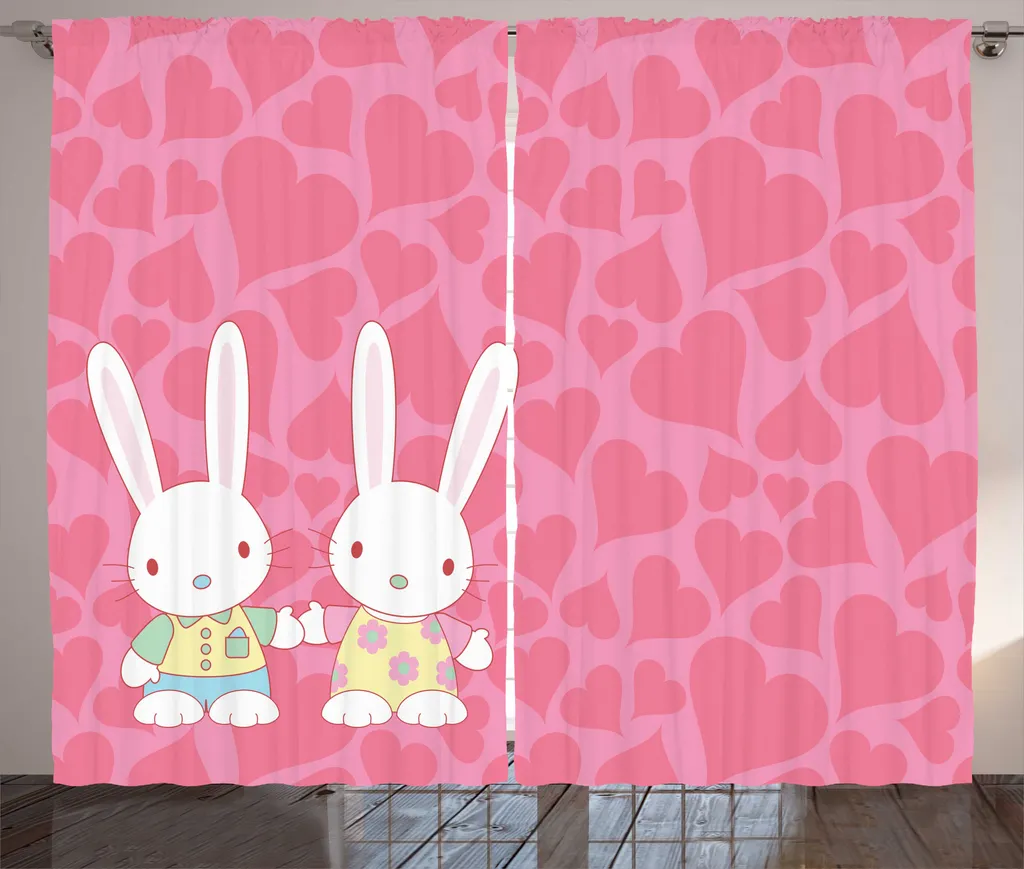 ABAKUHAUS Rideau rustique Lapin 280x225 cm avec Ruban Froncé Multicolore