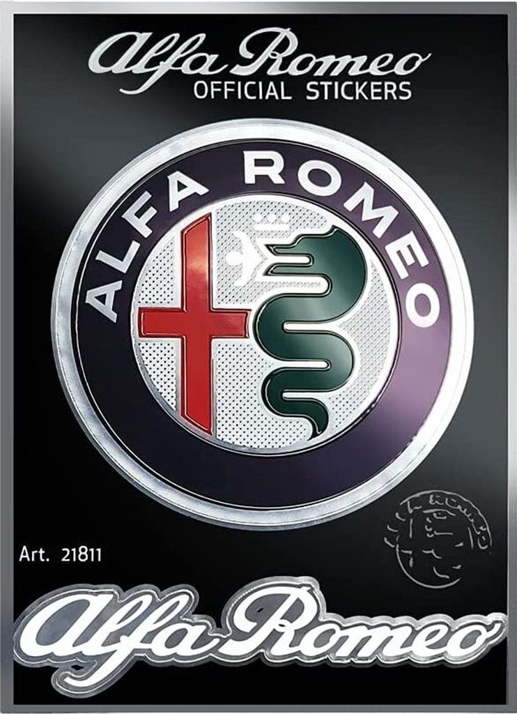 Adesivo cromato Alfa Romeo Ufficiale 1 logo e 1 scritta, Immagine del prodotto 