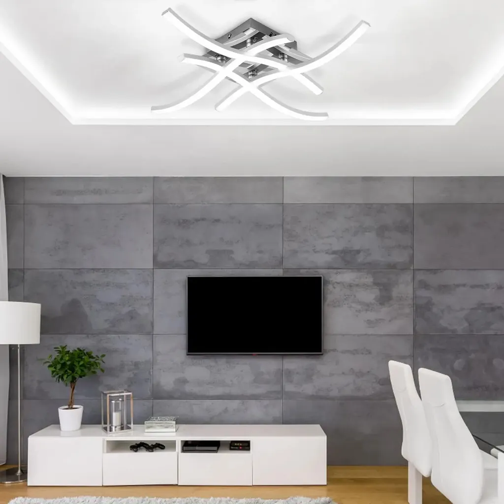 Plafonnier design argenté à LED intégrées 27W lumière blanche 6000K - 2