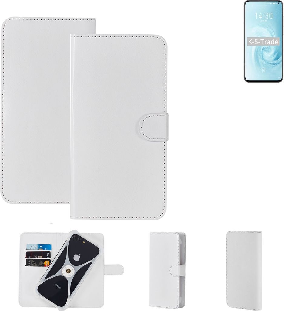 K-S-Trade Handy Hülle Schutz Hülle kompatibel mit Meizu 17 Cover Case Bookstyle Bumper weiß 1x