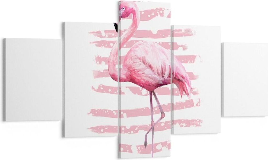Bild auf Leinwand - Leinwandbild - Flamingo Vogel Wasser - 125x70cm - Wand Bild - Wanddeko - Leinwanddruck - Bilder - Kunstdruck - Wanddekoration -...