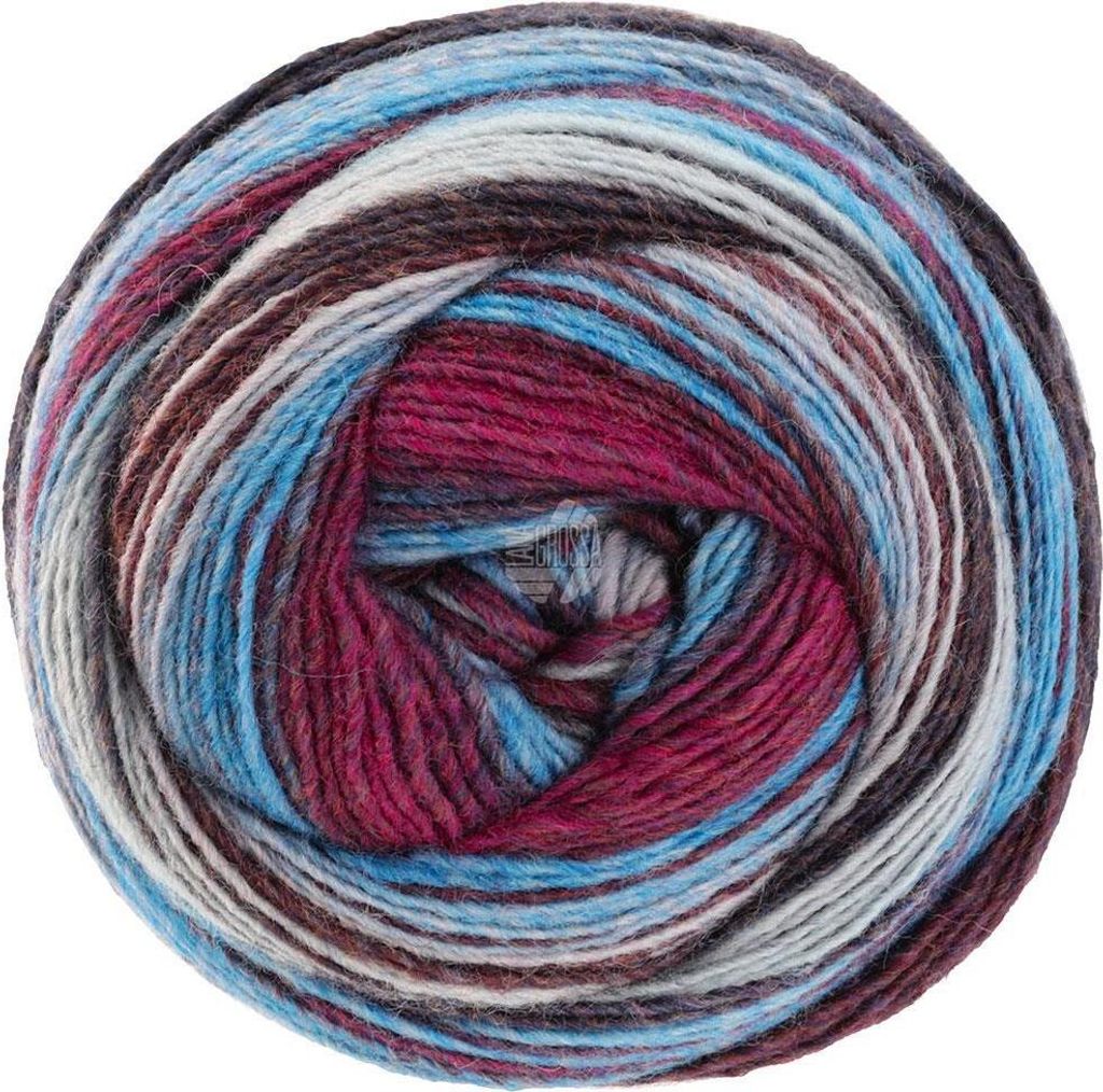 Lana Grossa - Gomitolo Arte 1016 graublau jeans weinrot Produktbild 