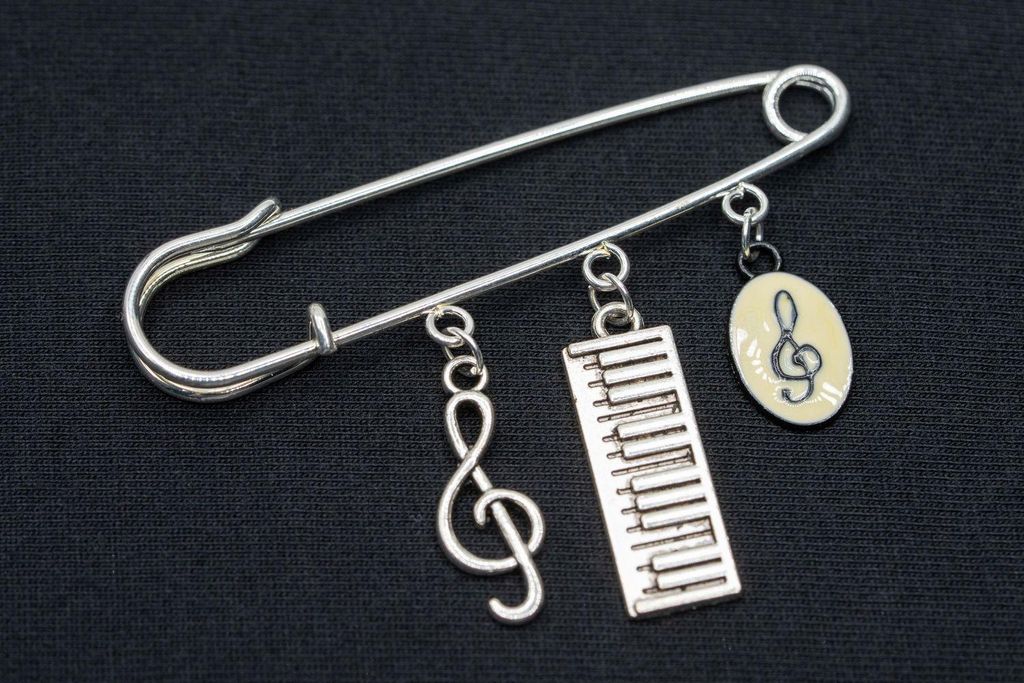 3er Musik Brosche Sicherheitsnadel Pin Violinschlüssel Produktbild 