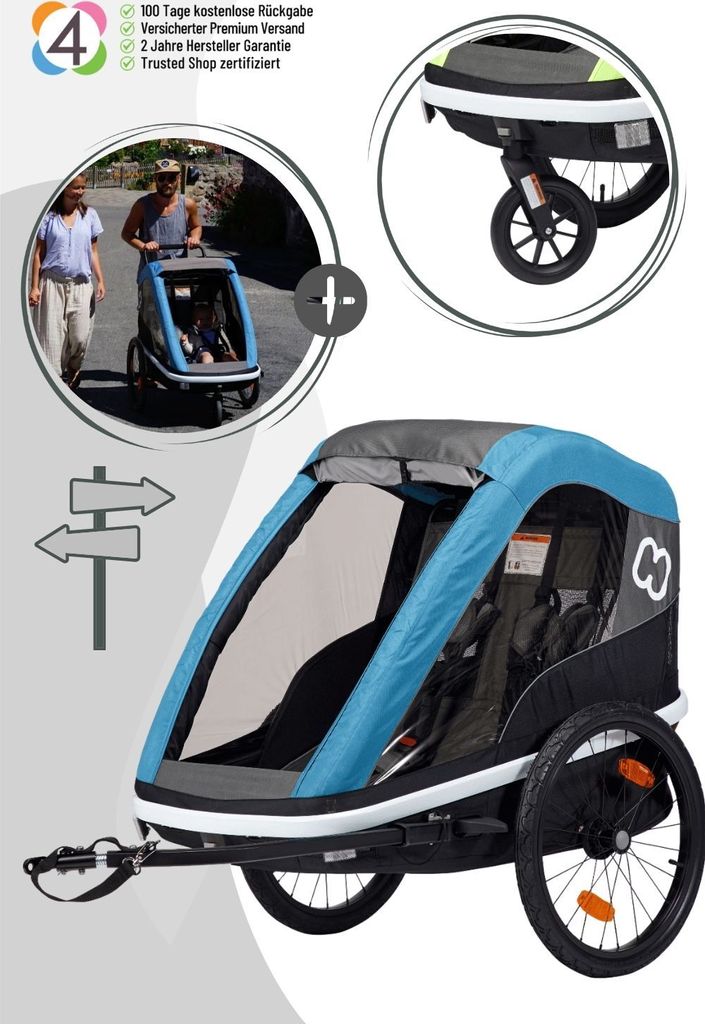 Hamax Avenida Twin Fahrradanhänger, Farbe:Petrol Blau