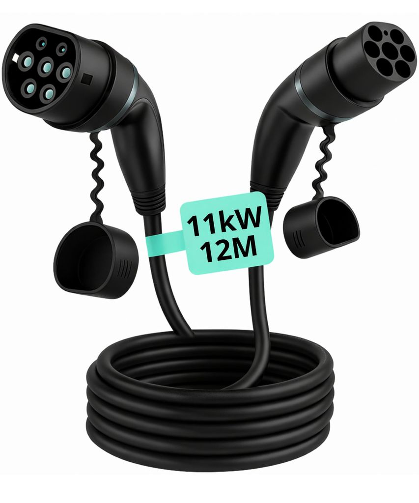 Loady Typ 2 Ladekabel für Elektroautos, 11kW 12M 16A 3-Phasig, Modus 3, Kompatibel mit allen Typ 2 CCS2 EVS/PHEVS, EU EV Ladekabel, EV Charger